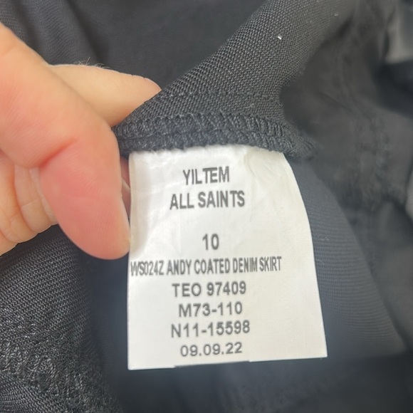 NWT ALL SAINTS Black Andy Coated Denim Skirt Size US 6 - Picture 12 of 16